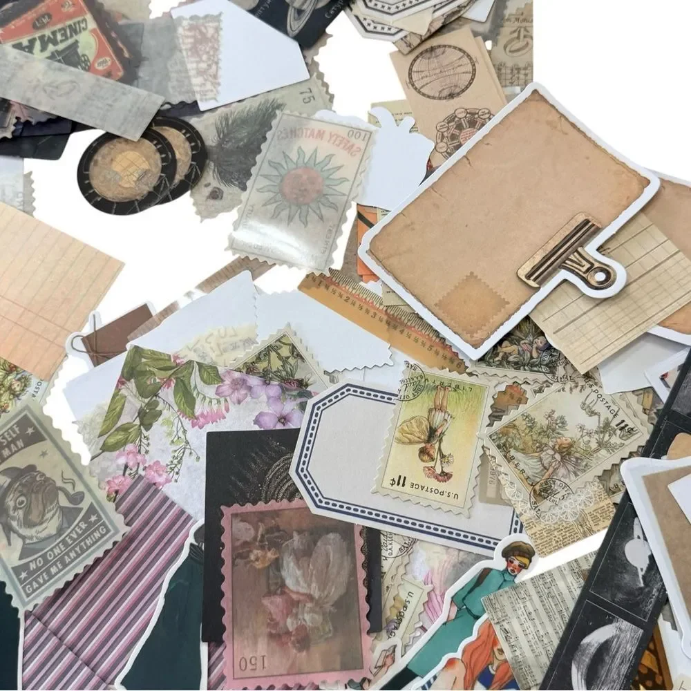 Junk Journal Bundle Assorted Crafting Scrapbook Supplies Stickers Ephemera.